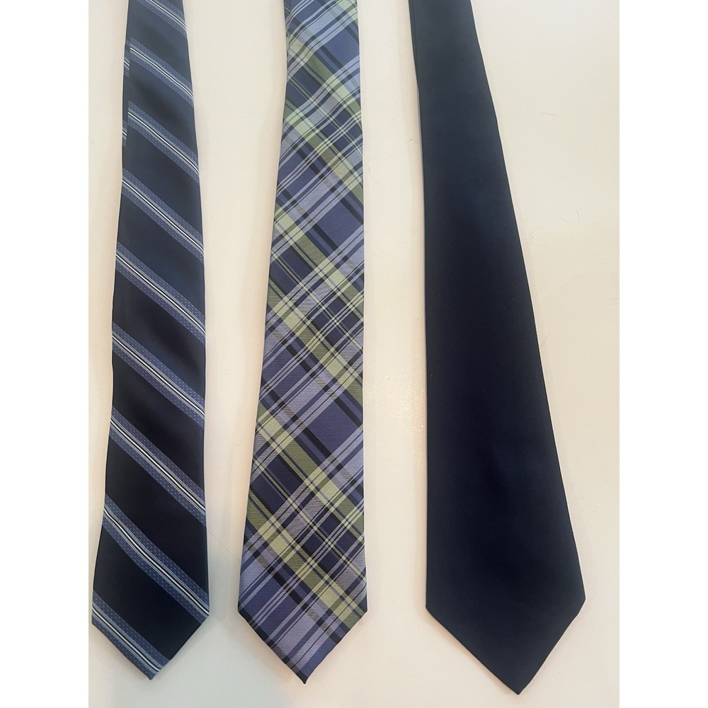 Bloomingdale's Chaps Blue Stripe Plaid Men's Silk Tie Lot